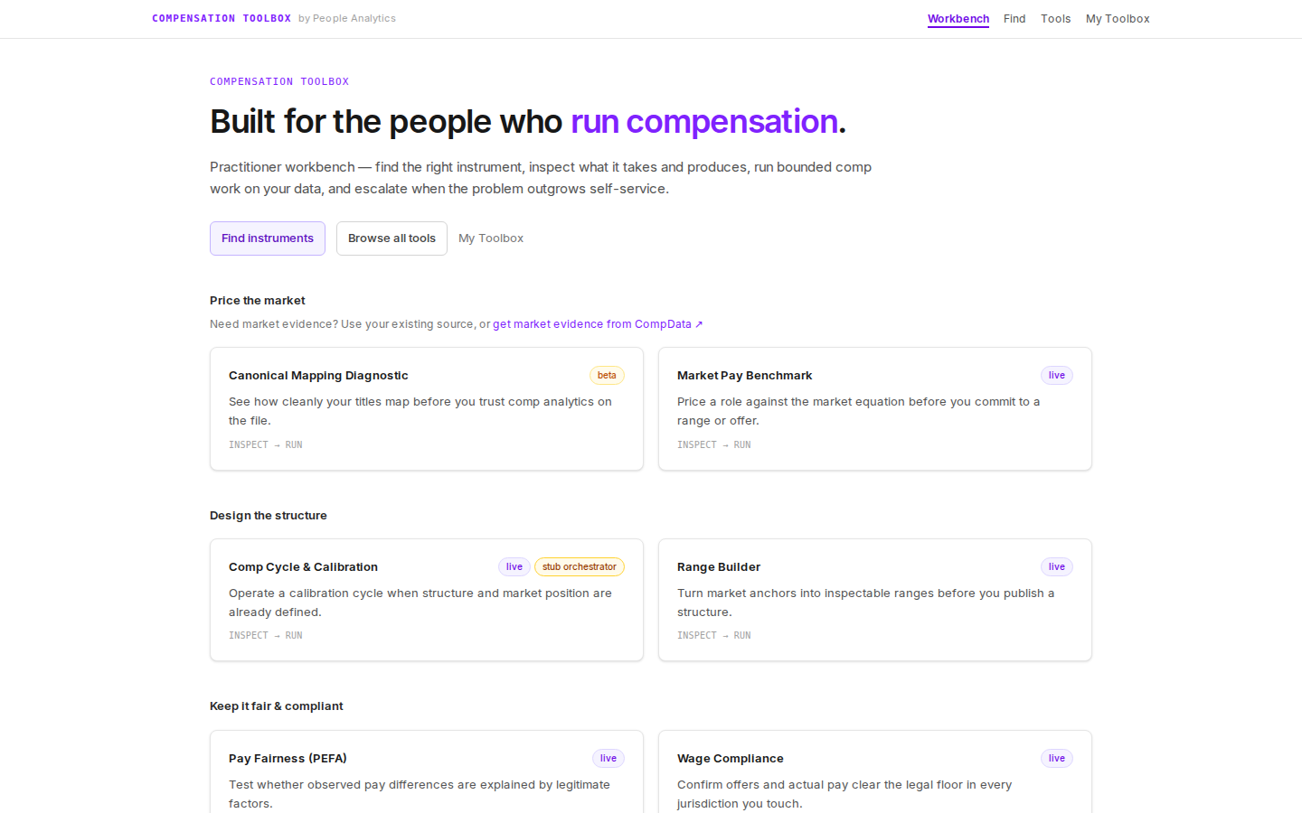 Compensation Toolbox — tools for the work of pay.